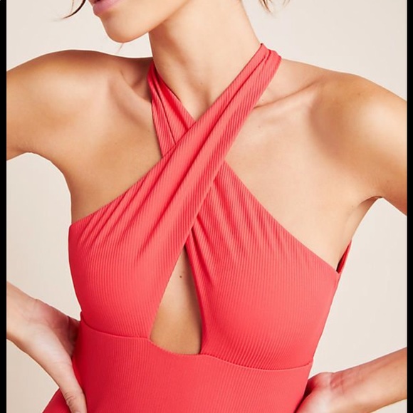 Anthropologie ONIA red Ribbed One piece new 🐚🐚 - Picture 2 of 8